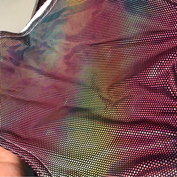 Brittany Allen multicolored metallic one shoulder sports bra sz S - Picture 7 of 9